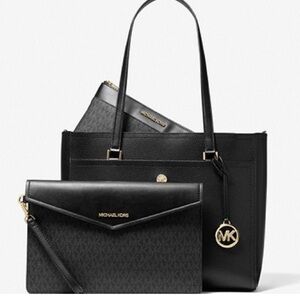 Michael Kors Maisie Large Pebbled Leather 3 in 1 Black Tote NWT